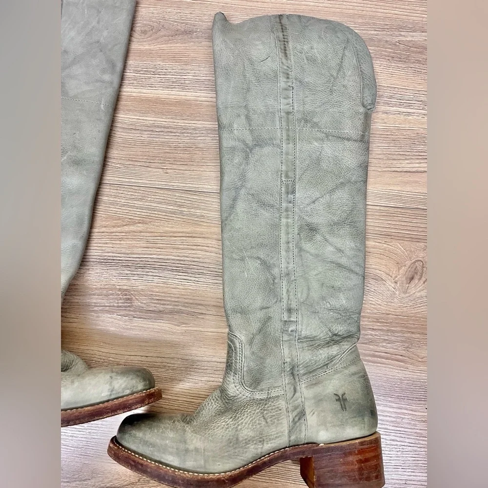 FRYE Over the Knee Tall Campus Boots RARE Blue Grey Size 9